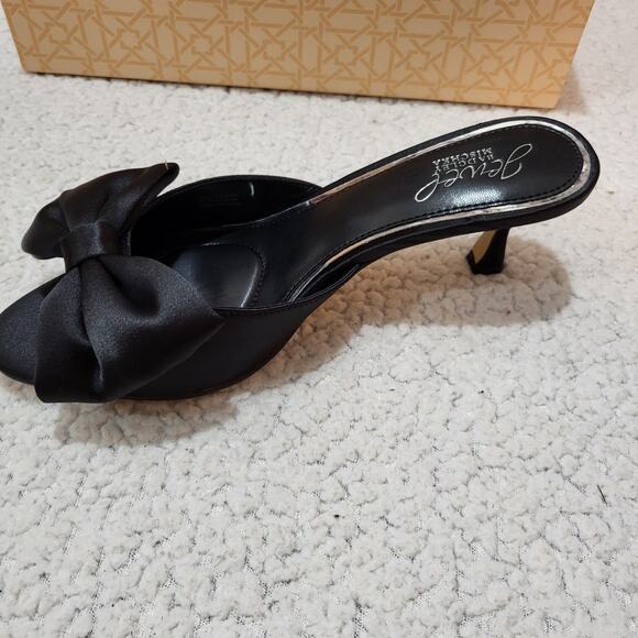 NEW Jewel Badgley Mischka Kora Kitten Heel Mules w Large Bow Black SIZE 6.5 - Picture 2 of 7